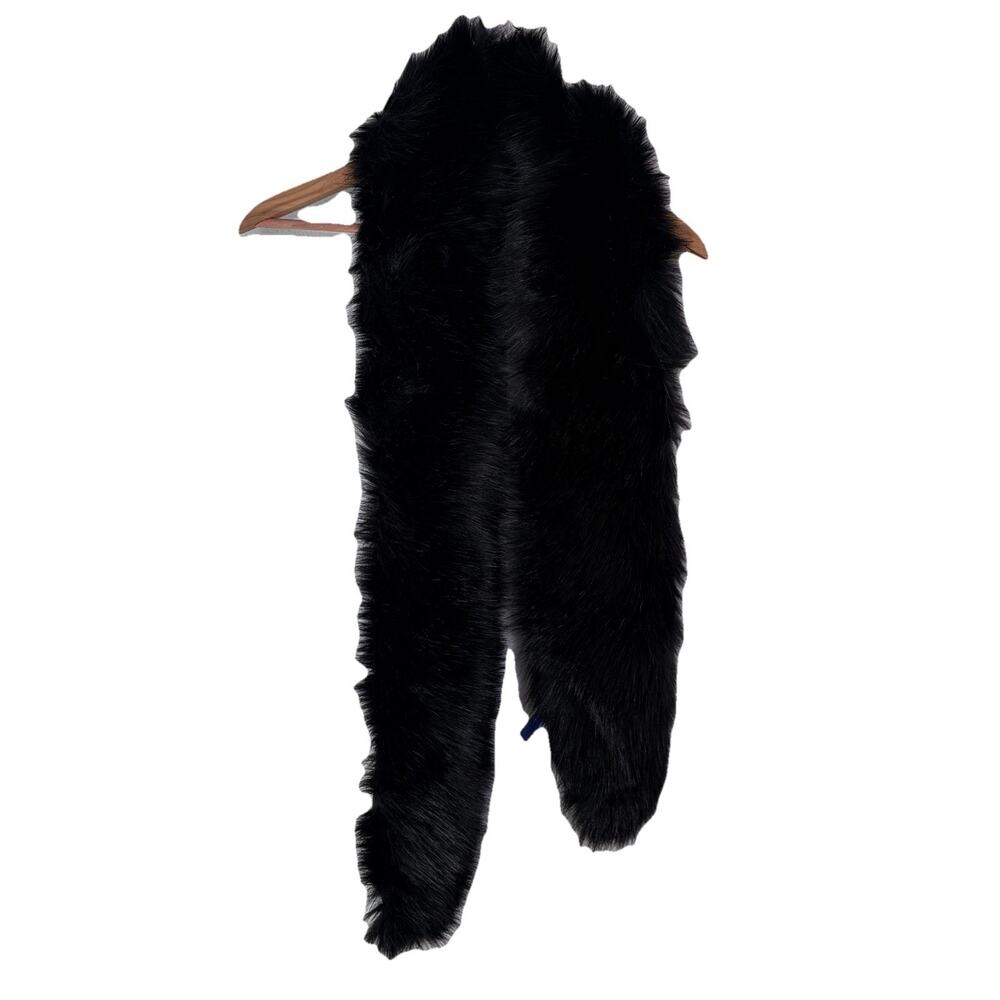 Elietian Black Faux Fur Scarf‎ Neck Warmer 66”x7” Mob Boss Evening Out Cocktail
